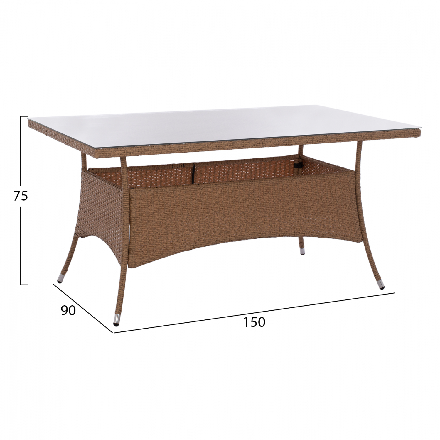 ΤΡΑΠΕΖΙ ΜΕΤΑΛΛΙΚΟ MINSK HM5507.02 WICKER ΜΠΕΖ/ΚΑΦΕ 150x90x75Υεκ. (x1) - Image 9