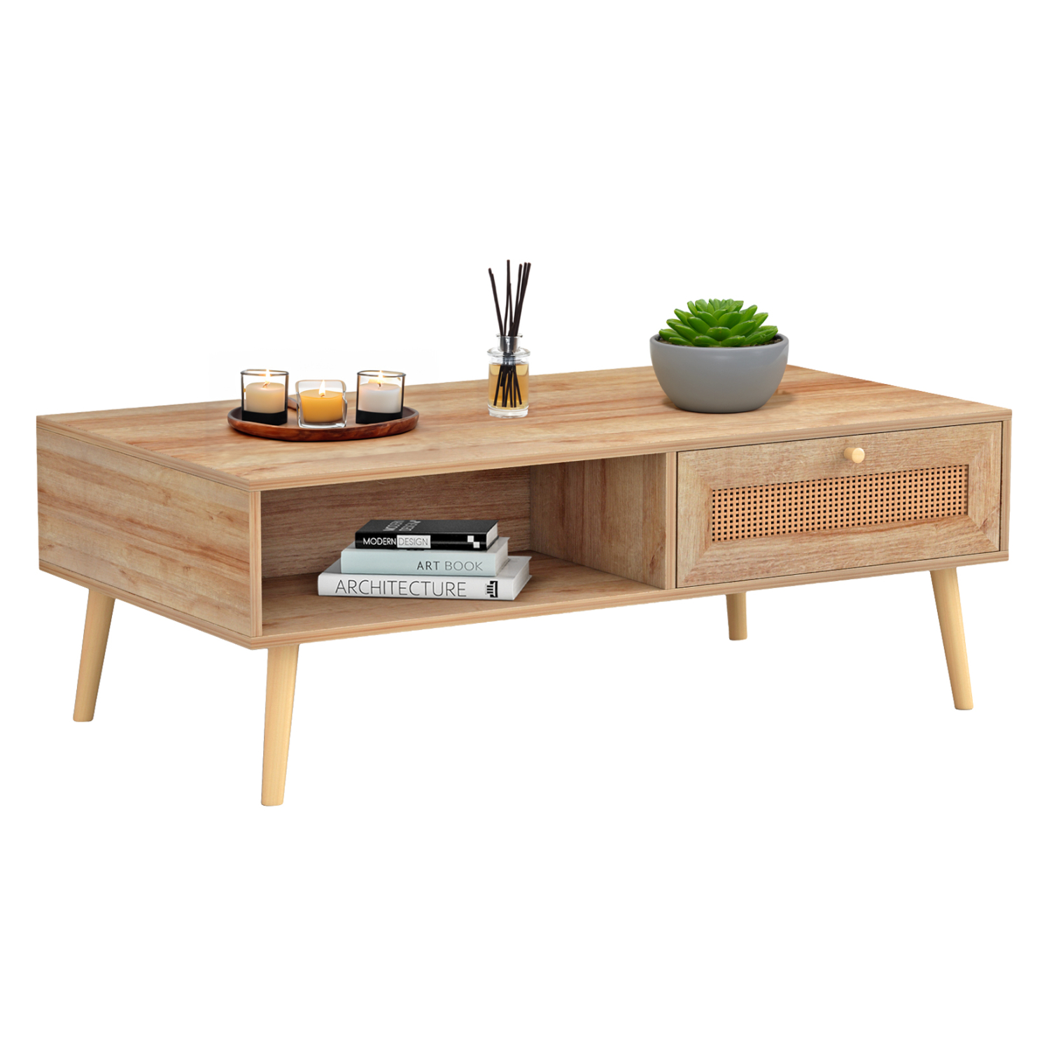 ΤΡΑΠΕΖΙ ΣΑΛΟΝΙΟΥ ΜΕΛΑΜΙΝΗΣ COLM RATTAN HM9224.11 ΣΕ ΦΥΣΙΚΟ ΧΡΩΜΑ 110x59x39,5Yεκ. (x1)